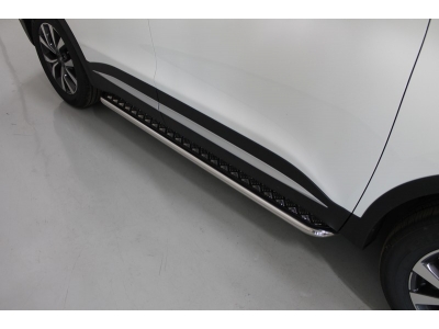 Пороги с площадкой алюминиевый лист 42 мм ТСС для Chery Tiggo 7 Pro 2020-2023