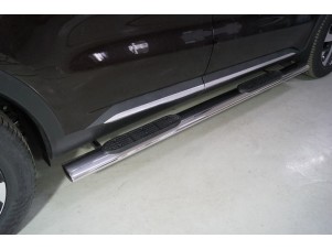 Пороги овальные с накладкой 120х60 мм для Kia Sorento № KIASOR20-04